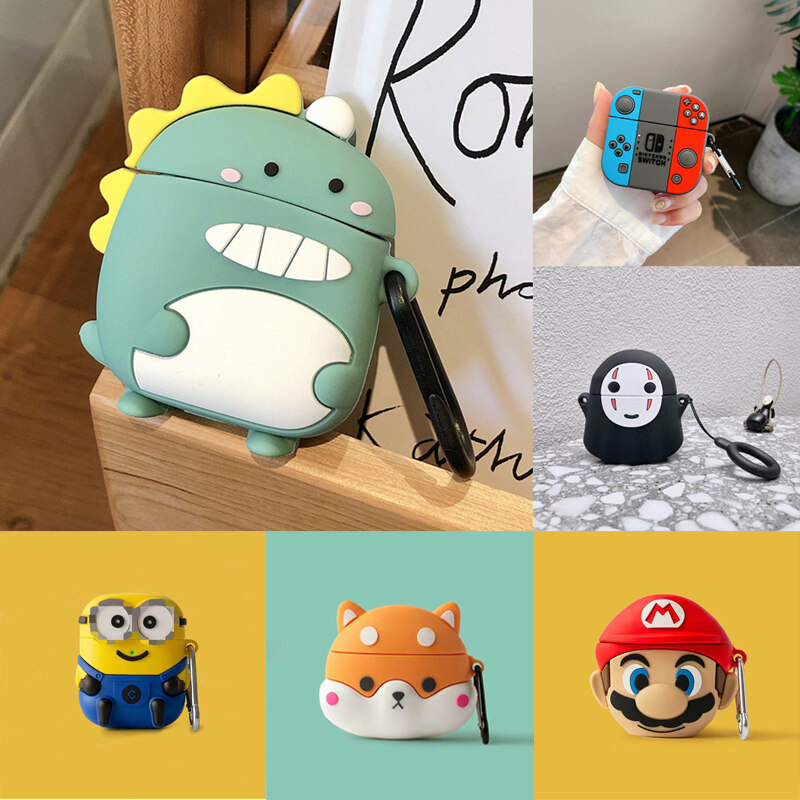 3D Cartoon Anime Shiba Inu Dinosaur Locomotive Game Console Earphone Cover Case for Redmi Buds 3 Pro Silicone Earphone Protective Cover for Redmi Airdots 3 pro