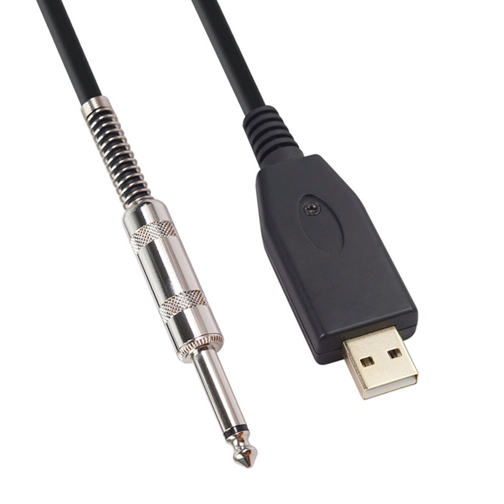 USB Guitar Cable USB Male to 6.35mm 1/4 inch TS Mono Connector Adapter Cord