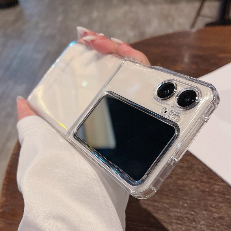HOCE Phone Cases For OPPO Find N2 Flip Transparent Soft Case For OPPO Find N2 Flip With Lens Film Ultra Thin Cover