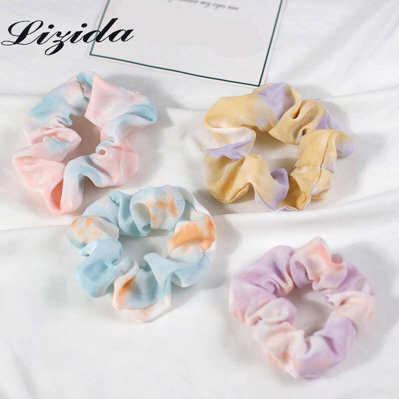 Lizida Rainbow Tie-dye Gradient Chiffon Large Intestine Hair Ring Female Korean Ins Temperament Hair Accessories Tied Hair Ball Fat Intestine Head Rope