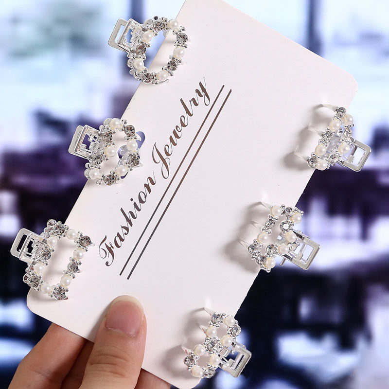 Geometric Rhinestones Diamond Pearl Hairpin Net Red Star Ins Catch Clip Simple Wild Headdress