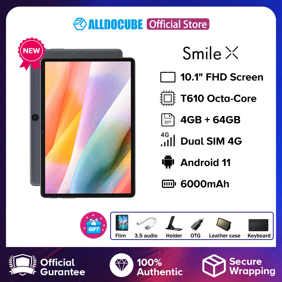 【NEWEST】Alldocube Smile X Tablet 10.1 inch FHD Screen 4GB RAM 64GB ROM T610 Octa-Core Android 11 Dual Band WiFi Dual 4G Phone Call Tablet PC