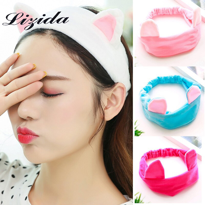 Lizida Korean ladies Cat Ear Headbands Face Wash Makeup Headband Cute Headband