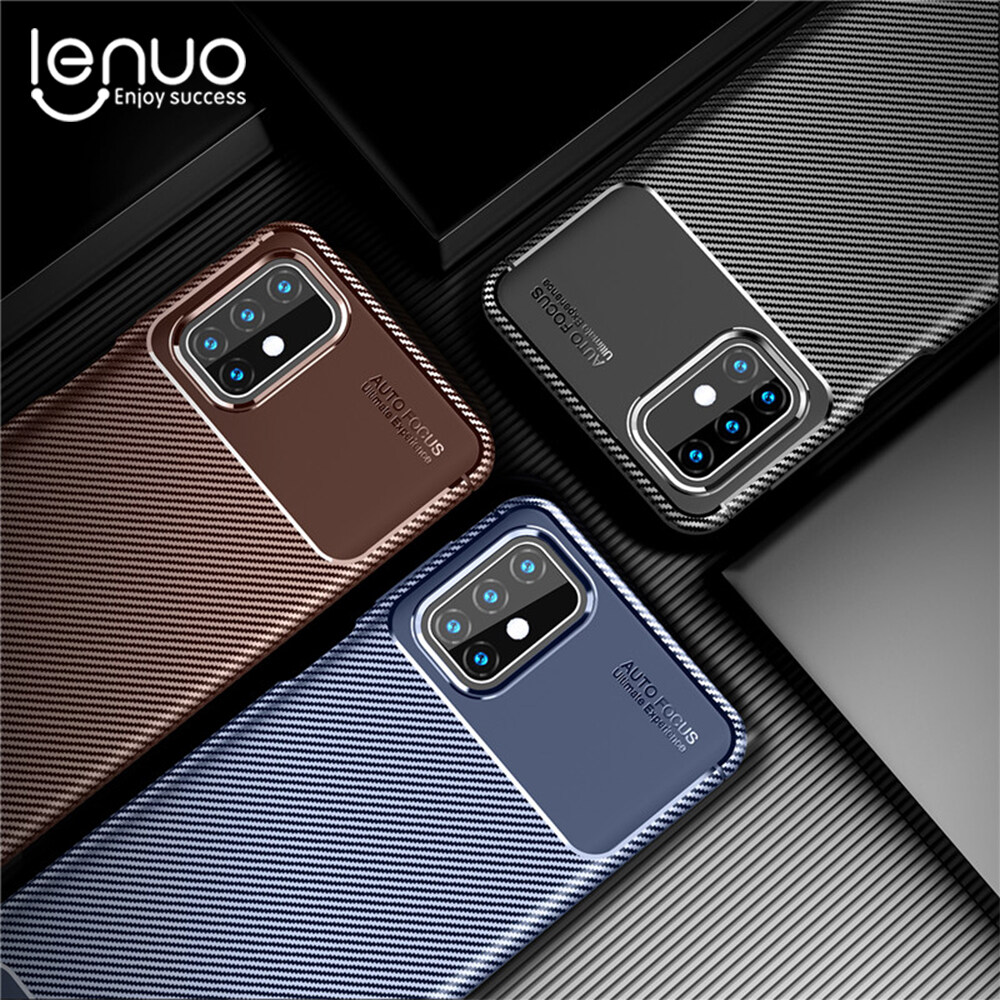 Lenuo for Samsung Galaxy M51 Case - TPU Carbon Fiber Shockproof Anti-scratch Matte Cellphone Back Cover Phone Case