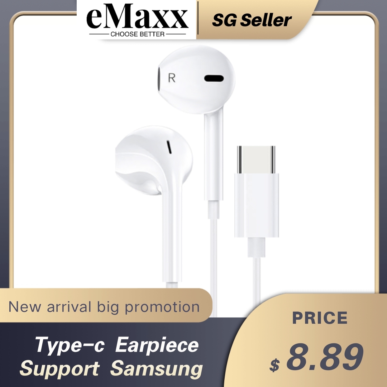 kakusiga Type c earpiece in-ear headphones wired with usb c plug connector digital signal compatible for samsung A73 S22 huaweiP30