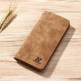 Amart Vintage Men Wallet PU Leather Long Purse Men&#39;s Three Folds Card Slots Wallet - intl