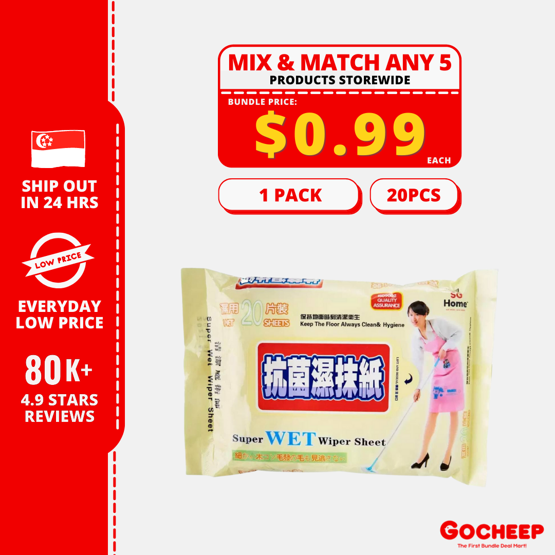 (1packx20pcs) Super Floor Wet Wipes Mop Cleaning Kitchen Home Living Agent Anti Bacterial Hygiene Stick GoCHEEP
