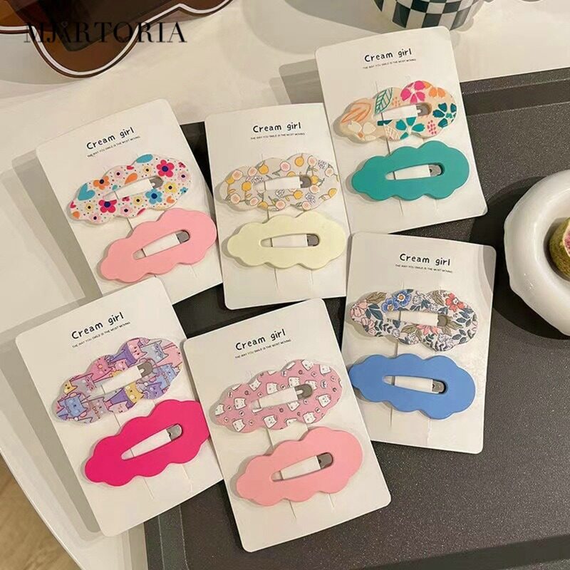 MJartoria 2pcs New Frosted Women Cute Cartoon Hairpin Girls Summer Forehead Bangs Clip Hairpin