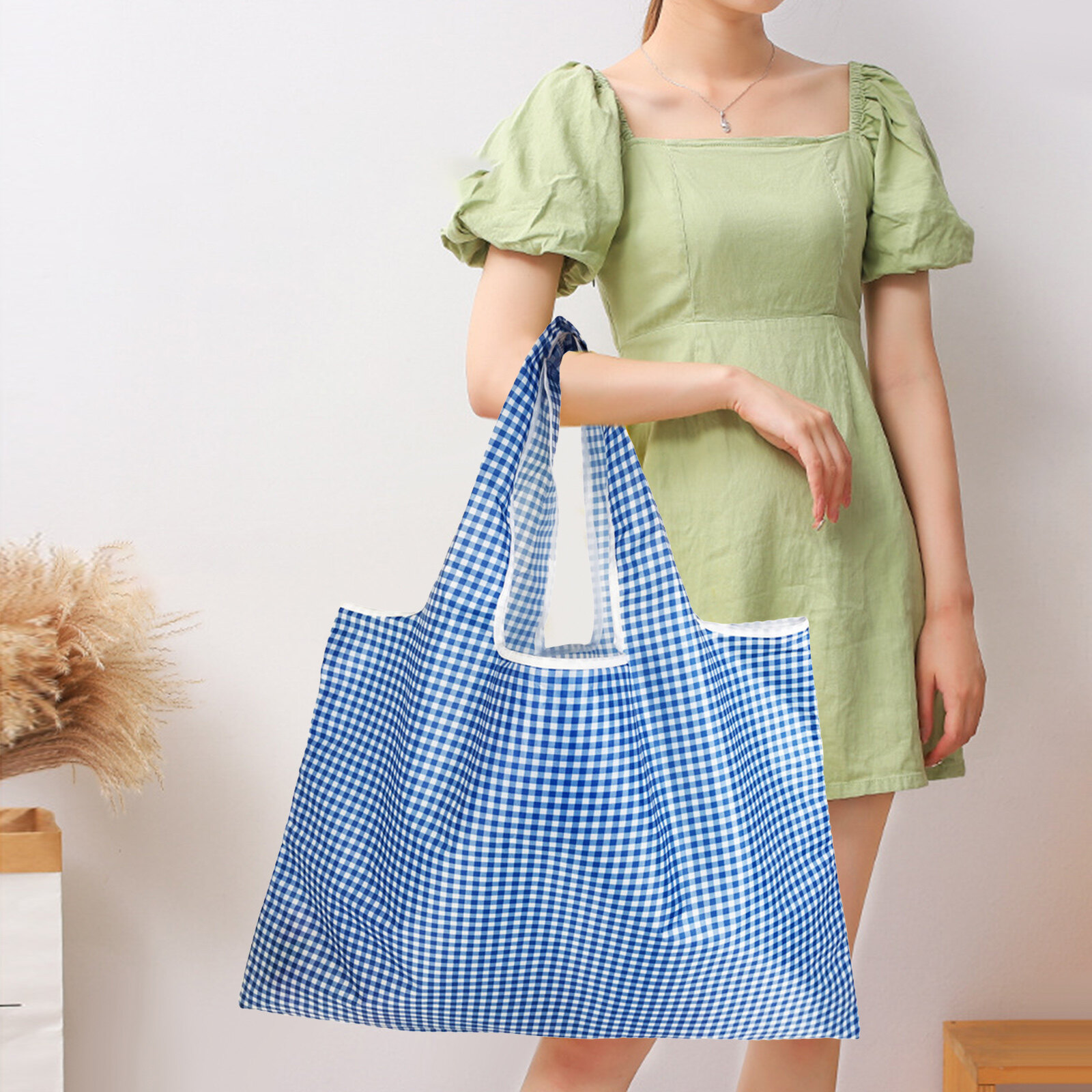 Large Foldable Handy Shopping Bag Reusable Foldable Oxford Cloth Shoulder Bag Eco Friendly Tote Pouch