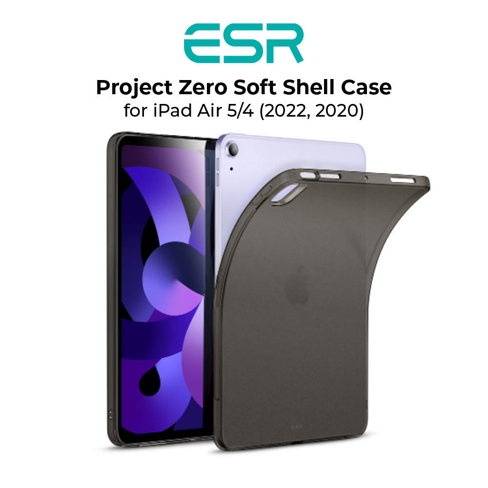ESR Project Zero Soft Shell Case for iPad Air 5/4  (2022/2020), Clear TPU Back Cover, Supports Apple Pencil Wireless Slim-Fit Shell Case, for iPad Pro 2020