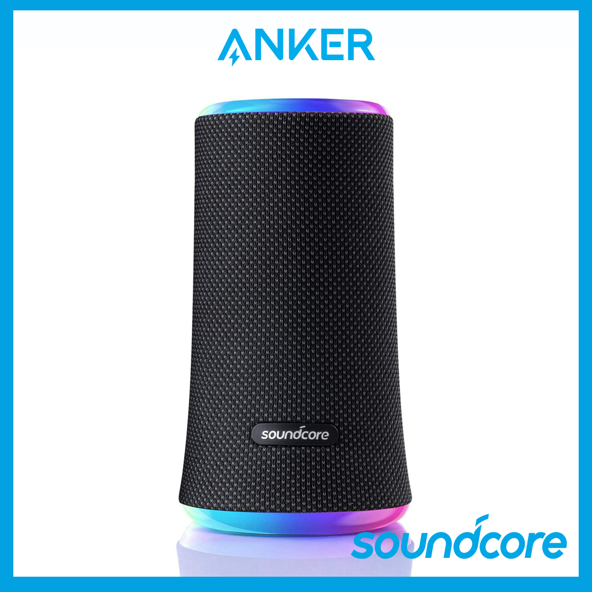 Anker Soundcore Flare 2 Bluetooth Speaker, with IPX7 Waterproof Protection and 360° Sound for Backyard and Beach Party, 20W Wireless Speaker with PartyCast, EQ Adjustment, and 12-Hour Playtime