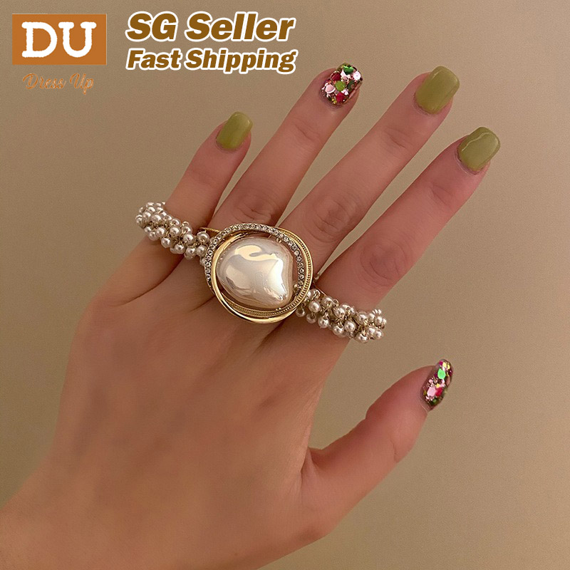 [SG | PrettyOnHair] Woman Elegant Faux Pearl & Crystal Hair Ties Beads Girls Scrunchies Rubber Bands Ponytail Holders Hair Accessories Elastic Hair Band