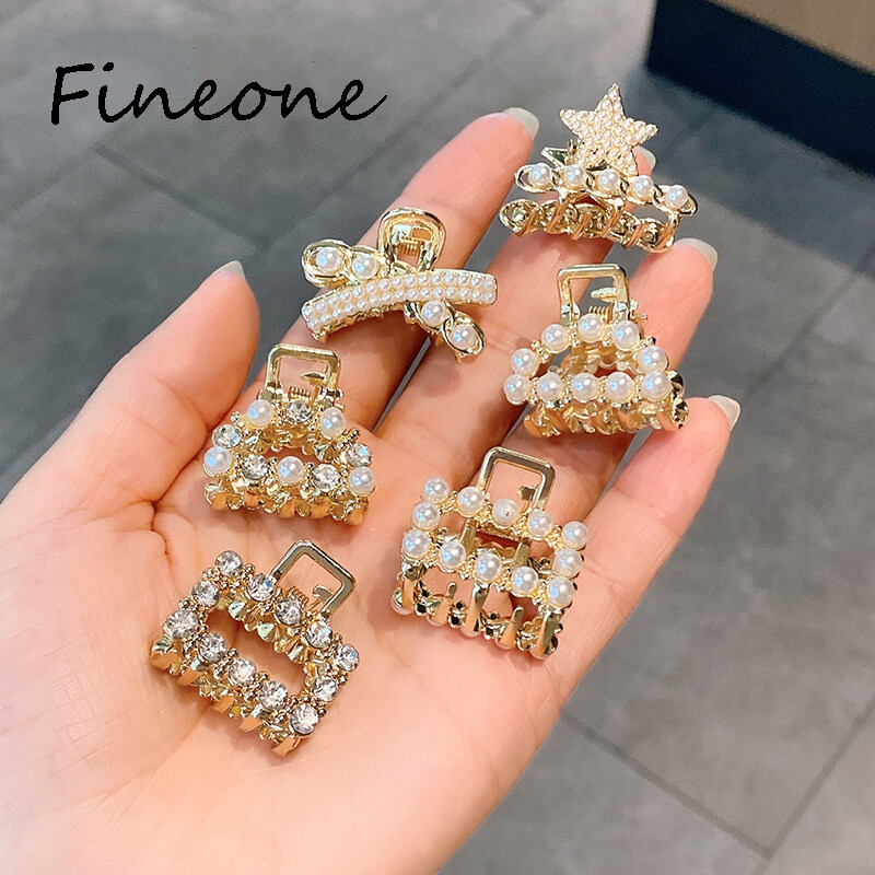 1Pcs Small Hair Clip Pearl Crystal Hairpin Mini Temperament Top Clip Hair Accessory