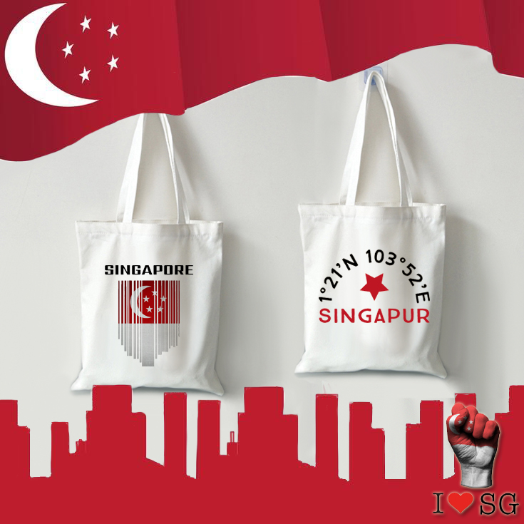Patriotic Shoulder Bag Tote Bag Fashion Large Capacity I Love SG Totes Singapore Lion City Print Singapore National Day Bags