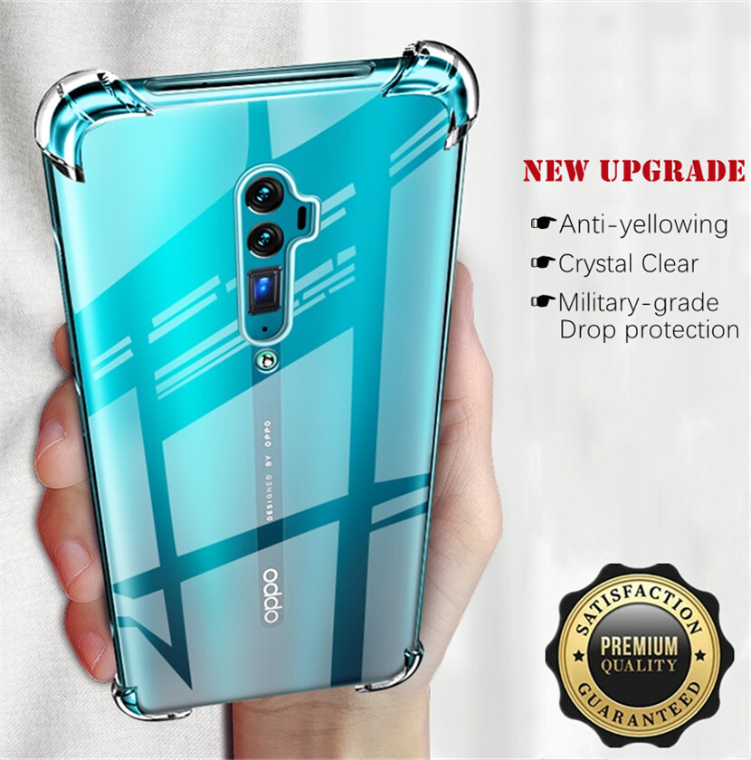 For OPPO Reno 10X zoom CPH1919 Slim Crystal Clear Soft TPU Bumper Cushion Jelly Case with Four Reinforced Corners Transparent Scratch Resistant Protective Cover