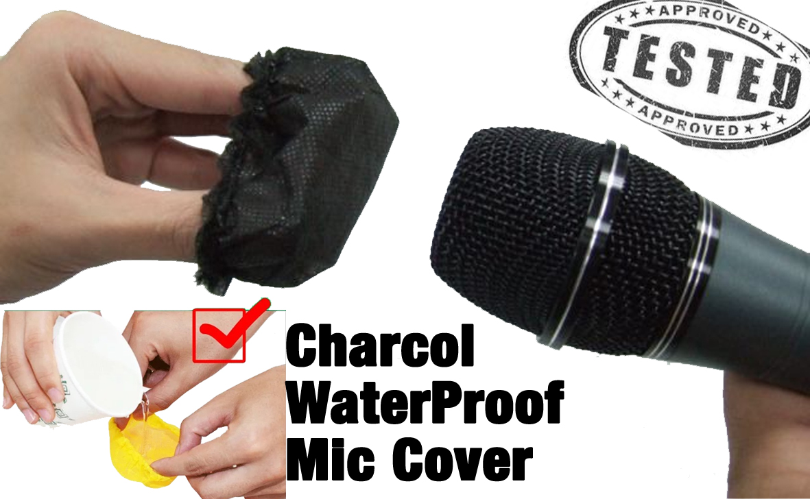 Charcoal Black Disposable Microphone filler. Pack of 50 covers (25 pks x 2 pcs / pkt) by Thunderstone KTV