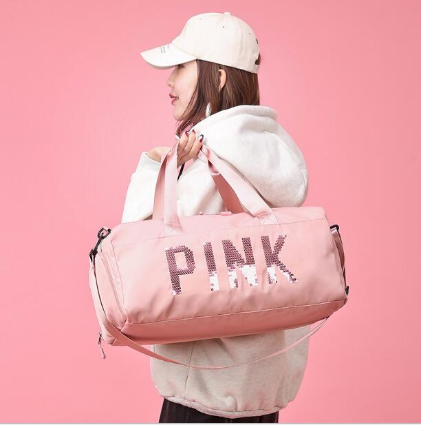 Sarayangdesign Gym Duffle Bag Dry Wet Separated Gym Bag Sport Duffle Bag Training Handbag Yoga Bag with Extra Drawstring Backpack Pink