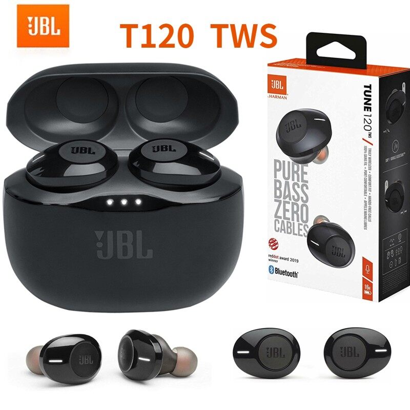 Eastwing JBL T120TWS True Wireless Bluetooth Earphones TUNE 120 TWS Stereo Bass Headphones Earbuds Headset with Mic and Charging Case 0815