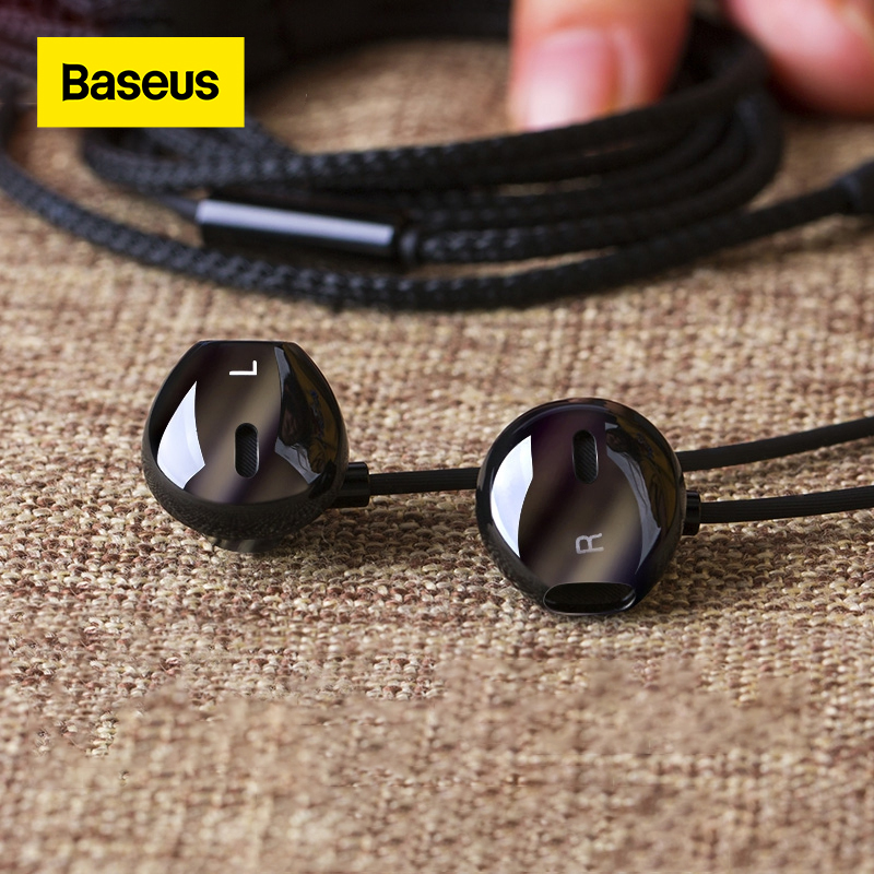 Baseus 6D Stereo 3.5 mm In-ear Earbuds Wired Control Bass Sound Earphones with Mic Sports Headphones