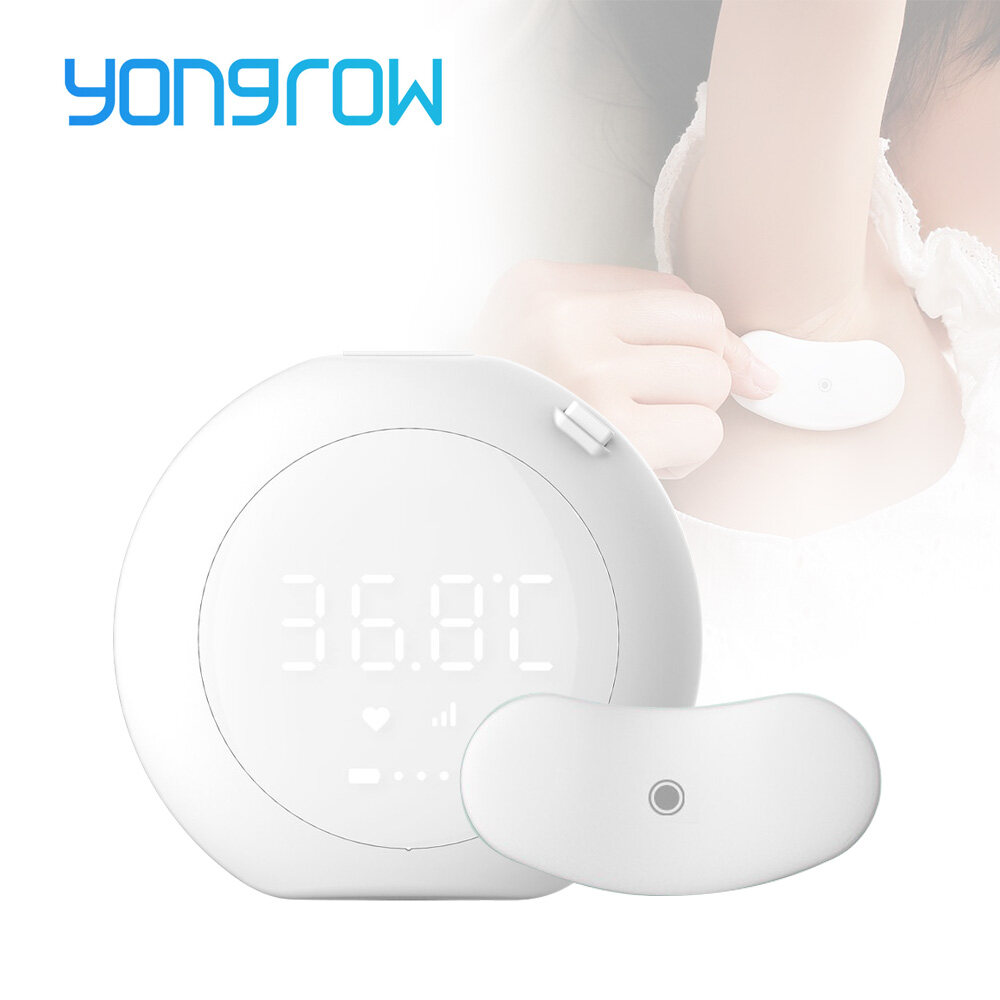 Yongrow 24-Hour Smart Recharge Thermometer Patch With Wireless Alerts Baby Fever Monitor Digital Wearable Thermometer for Infant