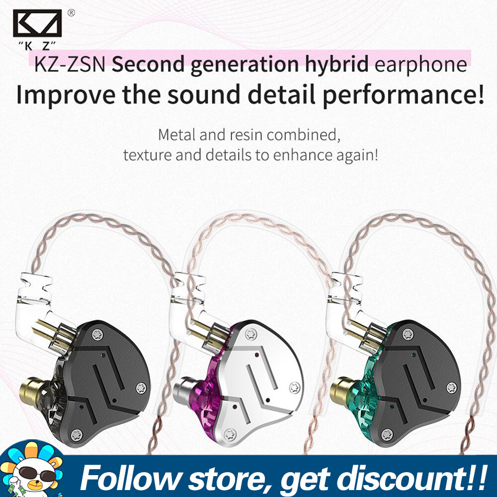 KZ ZSN Metal Earphones Hybrid Technology 1BA+1DD Earbuds HIFI Bass Music IEM Headphone Noise Cancelling Headphones Running Sports Gaming Wired Headsets 2pin Detechable Cable Monitors For IOS Android S