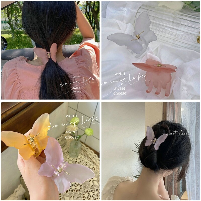 MJartoria Cute Butterfly Hair Claw for Women Girls Acrylic Hair Accessories Sweet Hair Claw Clips Crab Simple Hair Clamps Chic Hair Clip