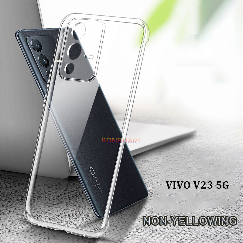 KONSMART New Transparent Thin Casing For VIVO V23 5G 2022 Clear Ultra Slim Soft TPU Flexible Back Cover VIVO V23 5G