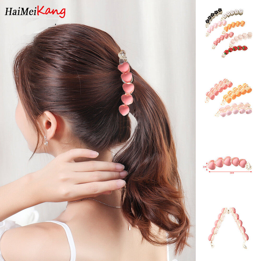 1pc Korean Fashion Large Fruit Flower Banana Clip Ponytail Hairpin Simple Candy Color Cute Girl Hairpin Headdress