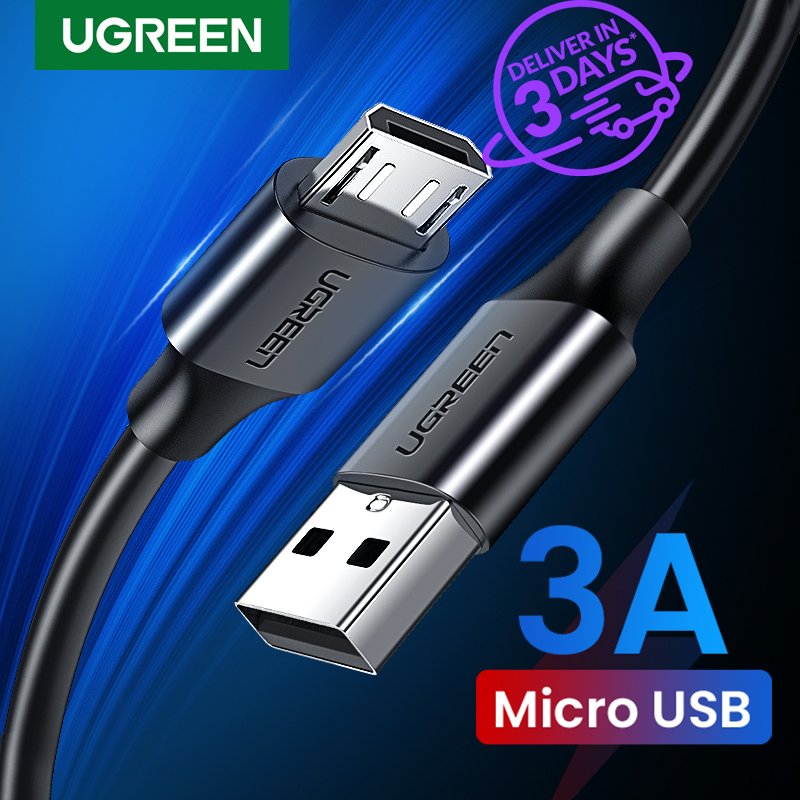 UGREEN Micro USB Cable USB 2.0 3A Male to Micro B Sync & Charging Cable for for Xiaomi Redmi Note 3, samsung A7 2018, Samsung A6+, Samsung Galaxy J5 Prime, Asus Zenfone max pro m1, Asus go, Sony Xperi