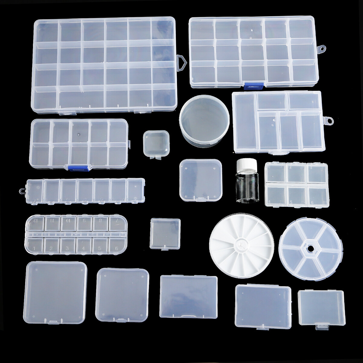 1-5pcs Multiple Size Plastic Clear Round Rectangle Square PVC Organizer Earrings Jewelry Box Container For Rings Beads Storage Package