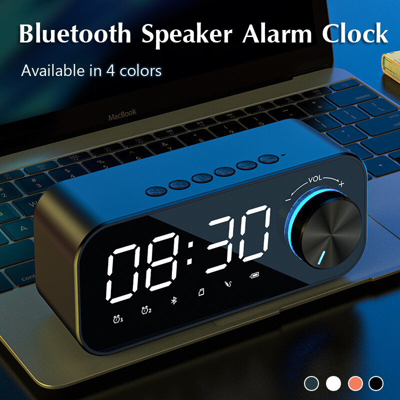 4 Colors LED Wireless Bluetooth Speaker with Alarm Clock Mirror Phone Holder FM Collection Reminder Function for Business Use Wireless Subwoofer