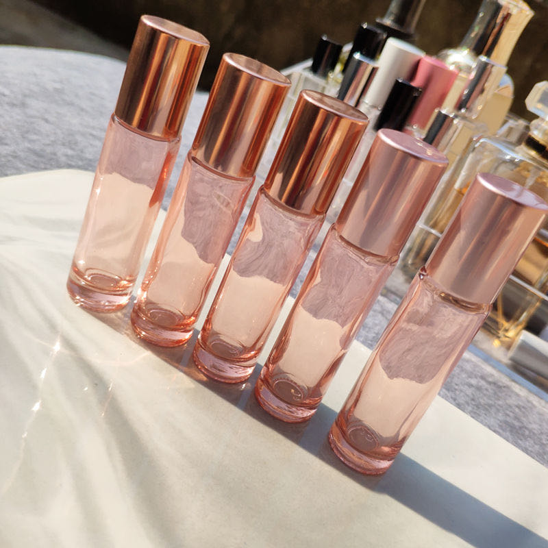 (SG local)Pink / Brown Thick Glass Roller Bottles Roll On Bottle Essential Oil Roller Bottles