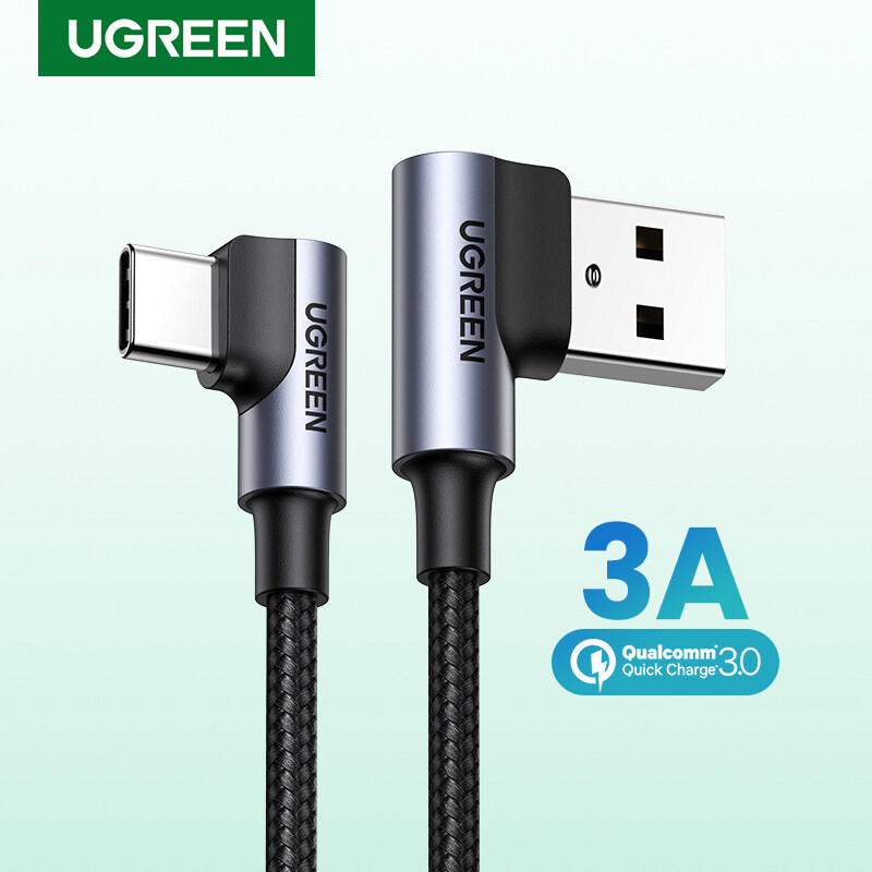 UGREEN USB C Cable Right Angle 90 Degree USB A to Type C Fast Charger Compatible with Samsung Galaxy S22 Ultra S21 S20 Note 20 Huawei Xiaomi Oppo Vivo Z Flip Z Fold LG V50 V60 iPad Mini 6 Air 4 Ninten