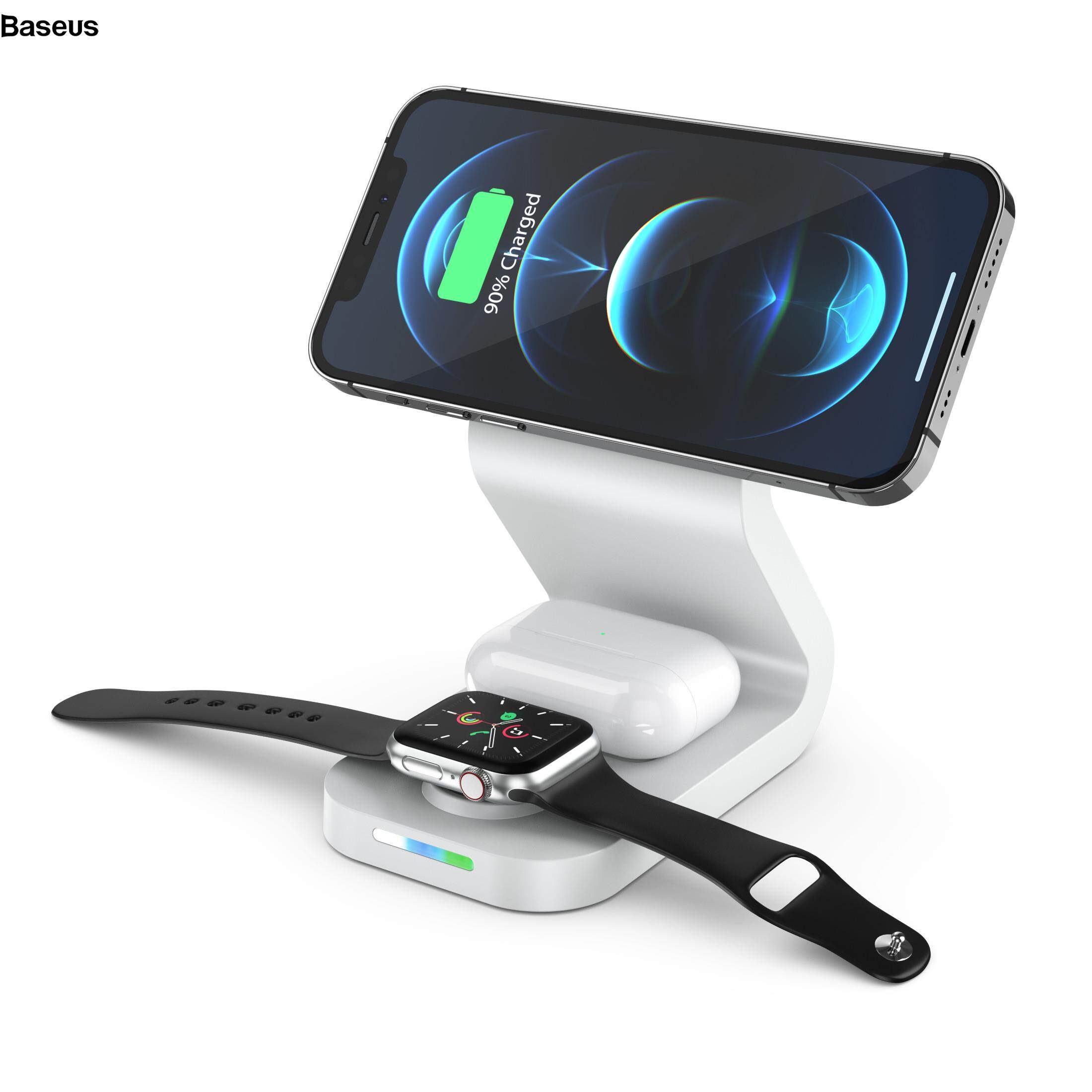 Baseus B16 15W 3-in-1 Qi Magnetic Wireless Charger Desktop Fast Charging Stand Dock for iPhone 12 Series/iWatch/AirPods Pro
