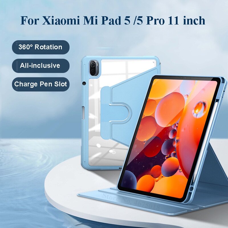For Xiaomi Mi Pad 5 Pro Case With Pen Slot Tablet 360 Degree Rotation For Xiaomi Mi Pad5 Pro 11" 2021 Magnetic Stand Cover Funda