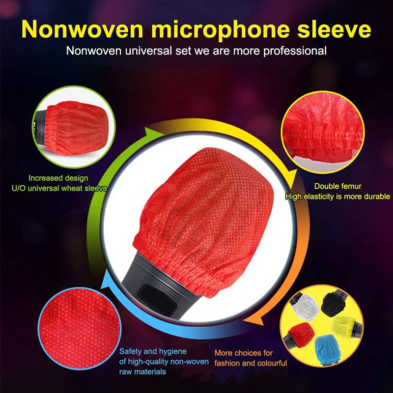200Pcs Disposable Microphone Cover,Handheld Microphone Windscreen for KTV Recording Studio Karaoke(Mixed Colors)