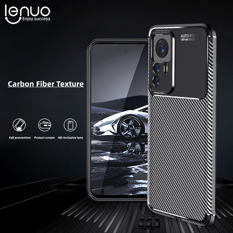 Lenuo for Xiaomi 12T 12T Pro K50 Ultra Case - TPU Carbon Fiber Shockproof Anti-scratch Matte Cellphone Back Cover Phone Case