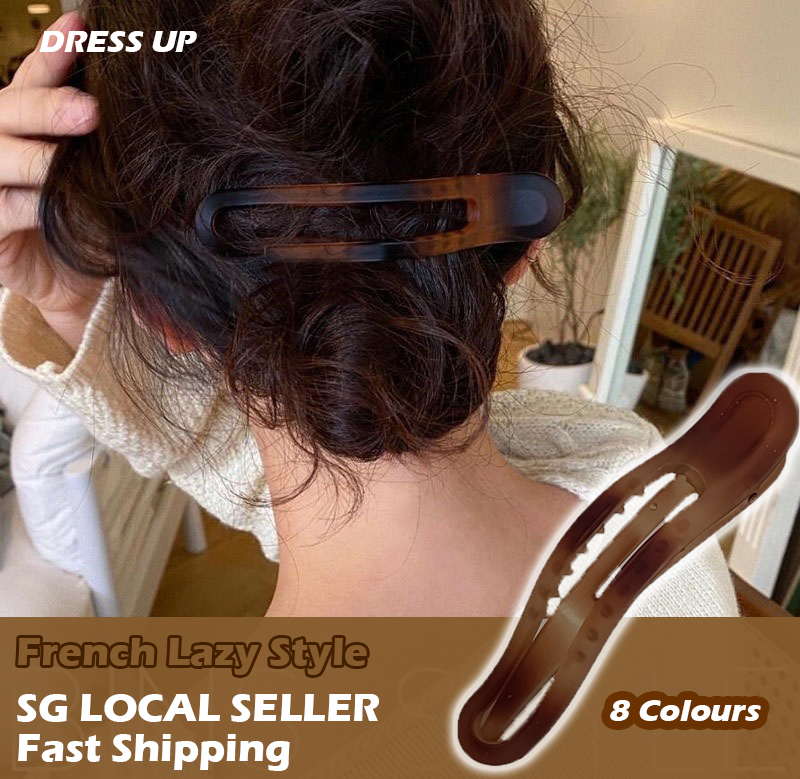 [SG | French Lazy] Translucent Matte Acrylic Big Side Hair Claw Hair Clip, 11*2.2cm 14g