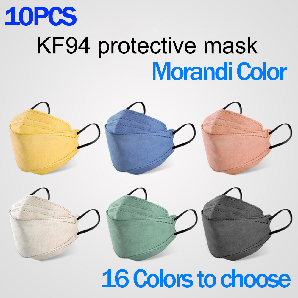 [Wondering] 10PCS Adult KF94 Mask KF94 Mask Ear-hook Mask Morandi Face Shield Facemask Reusable Protective Face Mask
