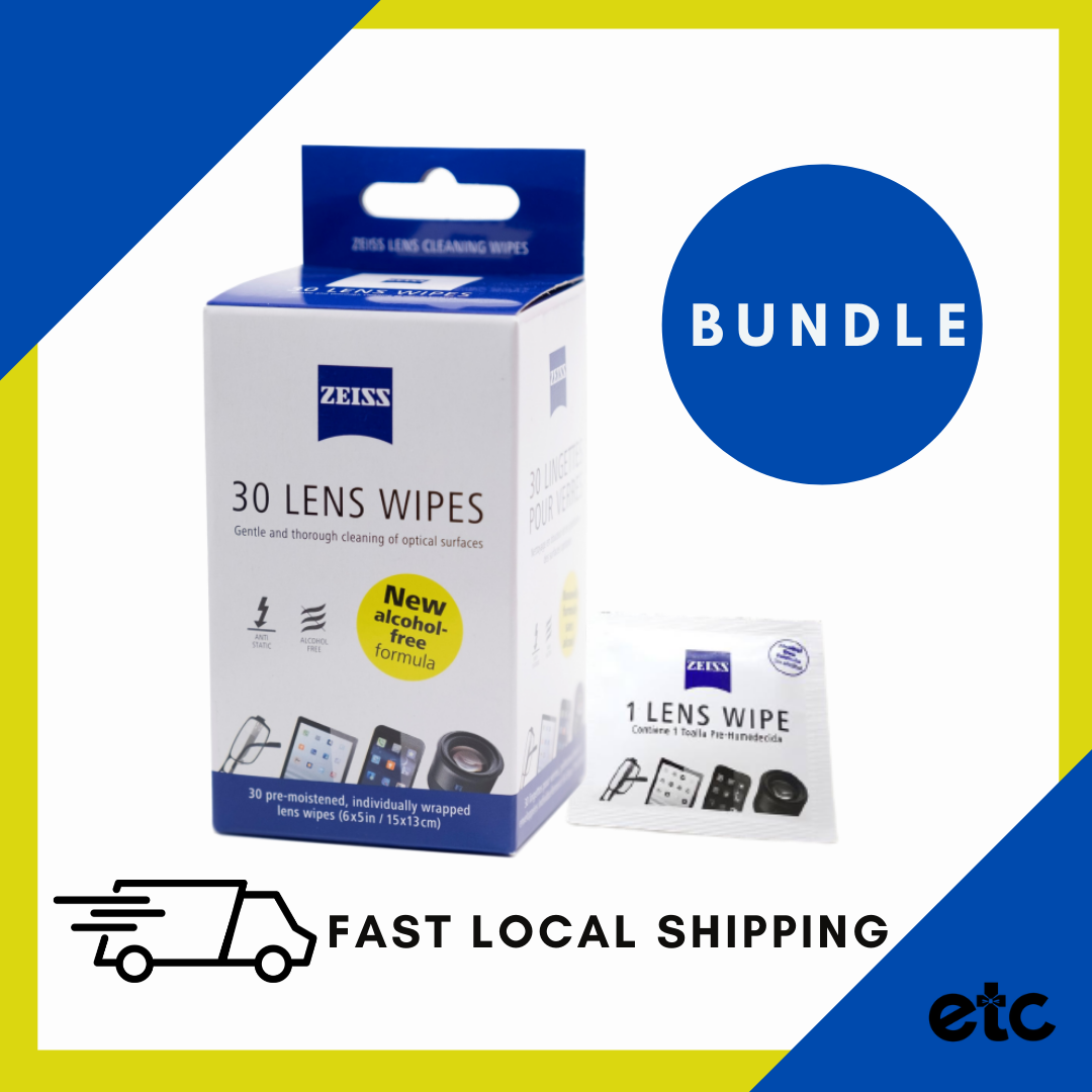 ZEISS Lens Wipes and Cleaning Solutions (30PCS) Pre-moistened, Individually Packed! eDSLRs Lens Fine Optics Cleaning Zeiss Wipes