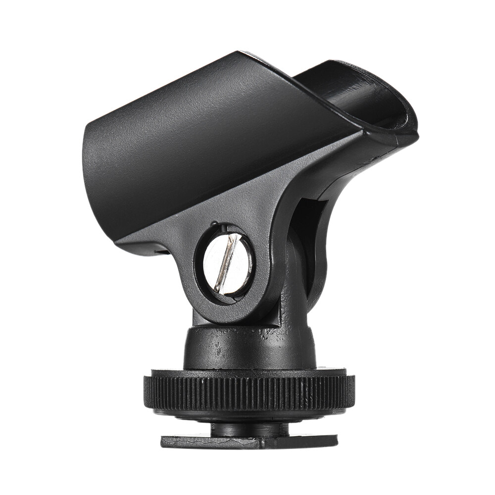 Andoer 19mm Plastic Mic Microphone Holder Clip with Hot Shoe & 1/4  Screw Hole for DSLR Camera