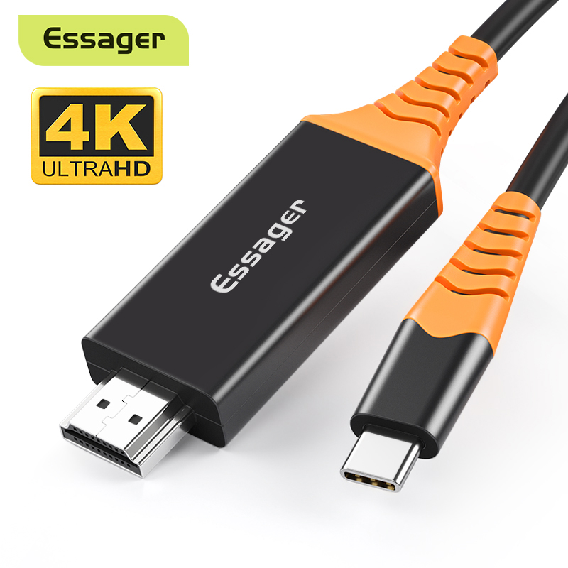 Essager 2Meter USB C to HDMI Cable Type C to HDMI Thunderbolt Converter For Huawei P30 MacBook iPad Pro USB-C HDMI 2.0 4K Adapter