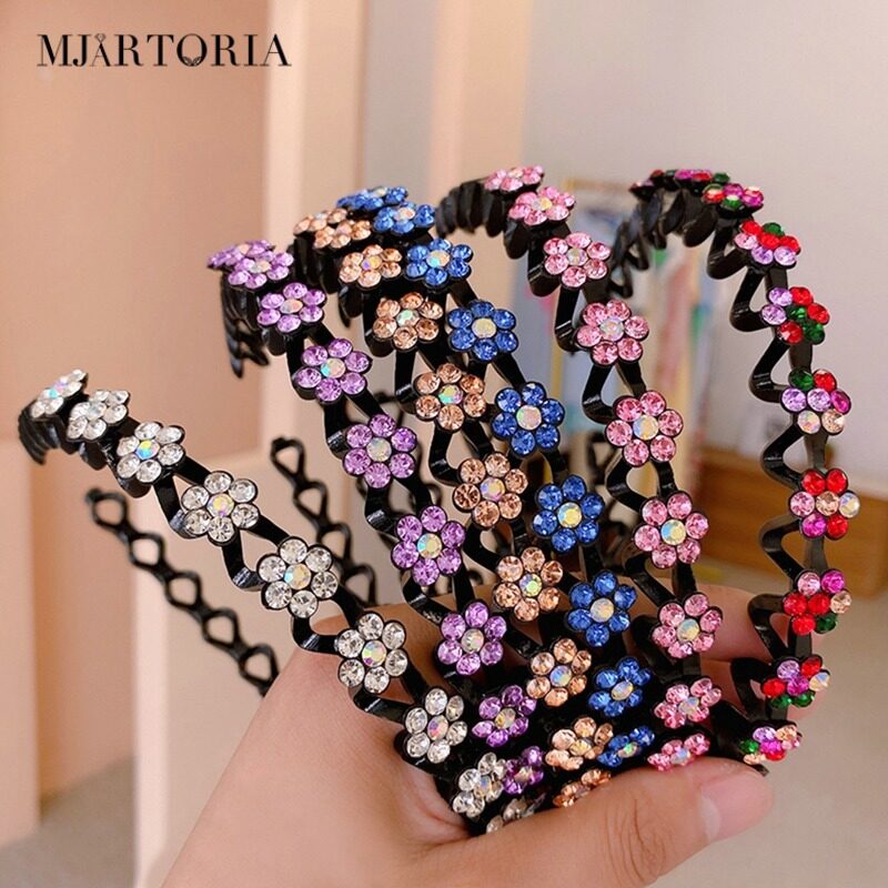 MJartoria Women Flower Headband Girls Retro Hair Bands Soft Hairband Headwear Elastic Hair Bands