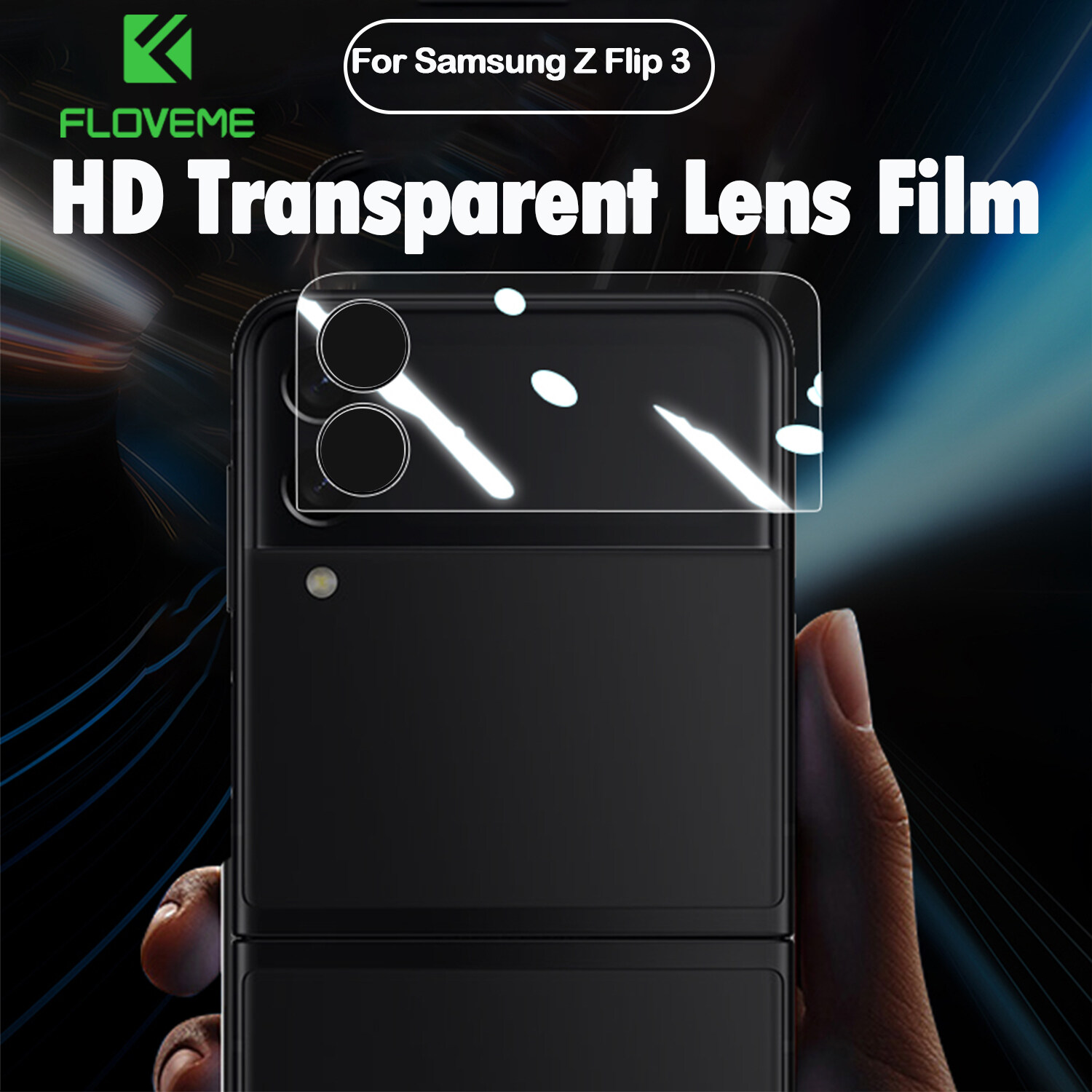 FLOVEME 2 in 1 Full-screen HD Clear Tempered Glass Lens Protector For Samsung Galaxy Z Flip 4 Flip3 5G Camera Protective Cover Samsung Z Flip 3 4 Silk Screen Tempered Lens Film Folding Screen Mobile P