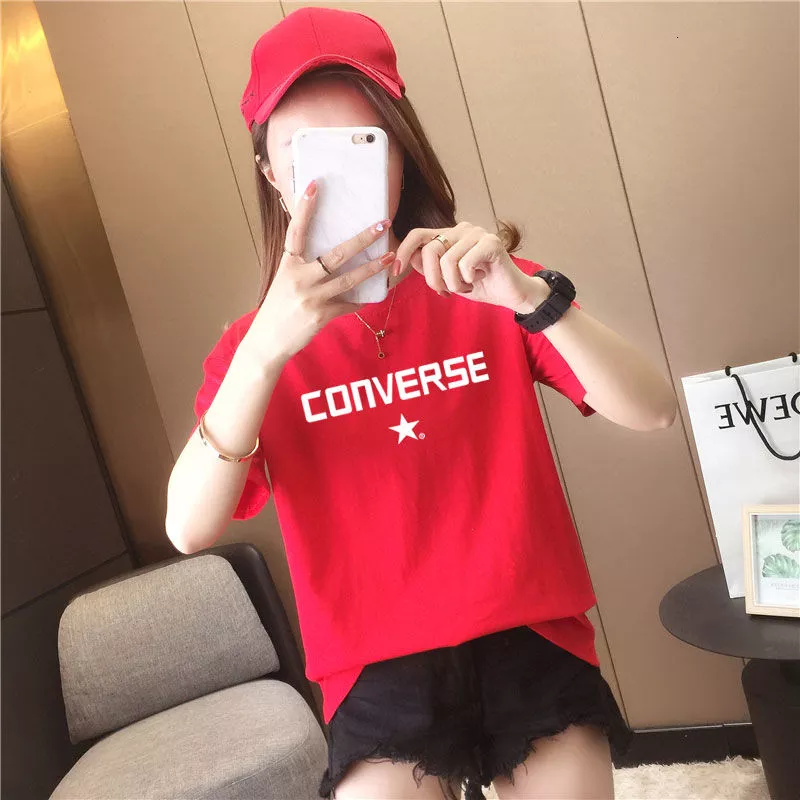Korean Top Sexy Short Sleeve Tshirts Cartoon Letter Printing O-Neck T-shirt Moisture Wicking Woman Tee