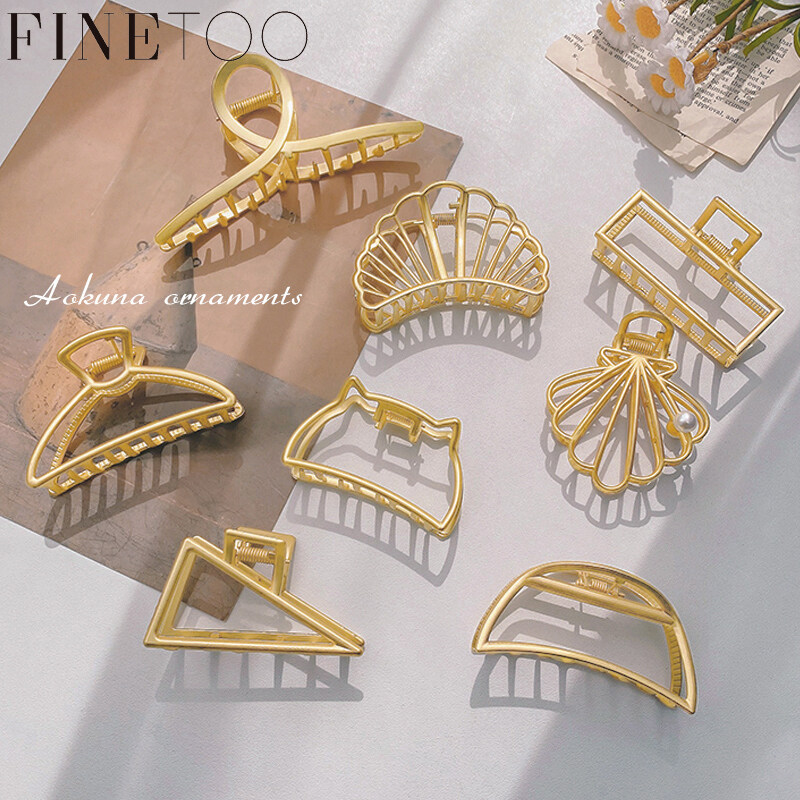 FINE TOO Fashion Butterfly Pearl Gold Claws Clip Geometric Hair Clip Girls Big Shark Clip Elegant Women Headdress Hair Accessories