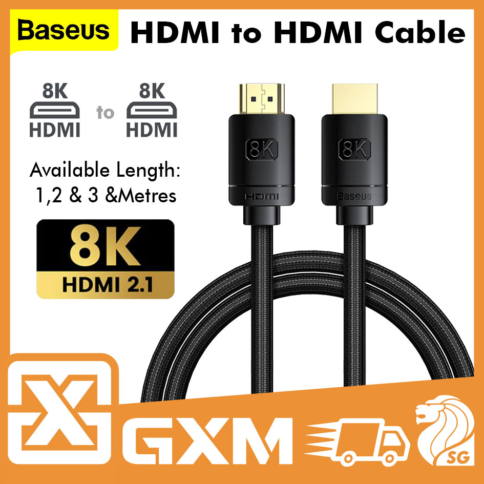 Baseus High Definition 8K HDMI Cable 1/2/3 Meter Ultra Clear 8K TV Monitor Gaming Computer Projector HDMI To HDMI HD Video HDMI Cable