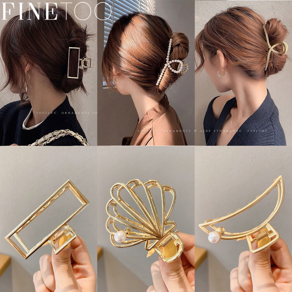 FINE TOO Korean Fashion Duckbill Gold Big Hairpin Temperament Disc Hair Clip Women Hair Accessories