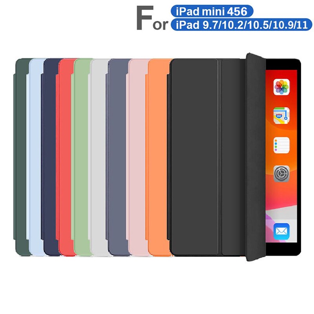 for iPad 10th Gen 2022 10.9 2021 10.2 Inch 9th Gen iPad 8th 7th 6th 5th Generation Pro 9.7 Air 1 2 3 4 Mini 6 5 4 3 2 1 Ultra Slim Lightweight Soft PU Leather Flip Stand Silicone Protective Case Cover