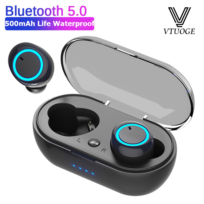 VTUOGE TWS Wireless 5.0 Bluetooth Earphones 6D Stereo Sport Headphones Earbuds for Android